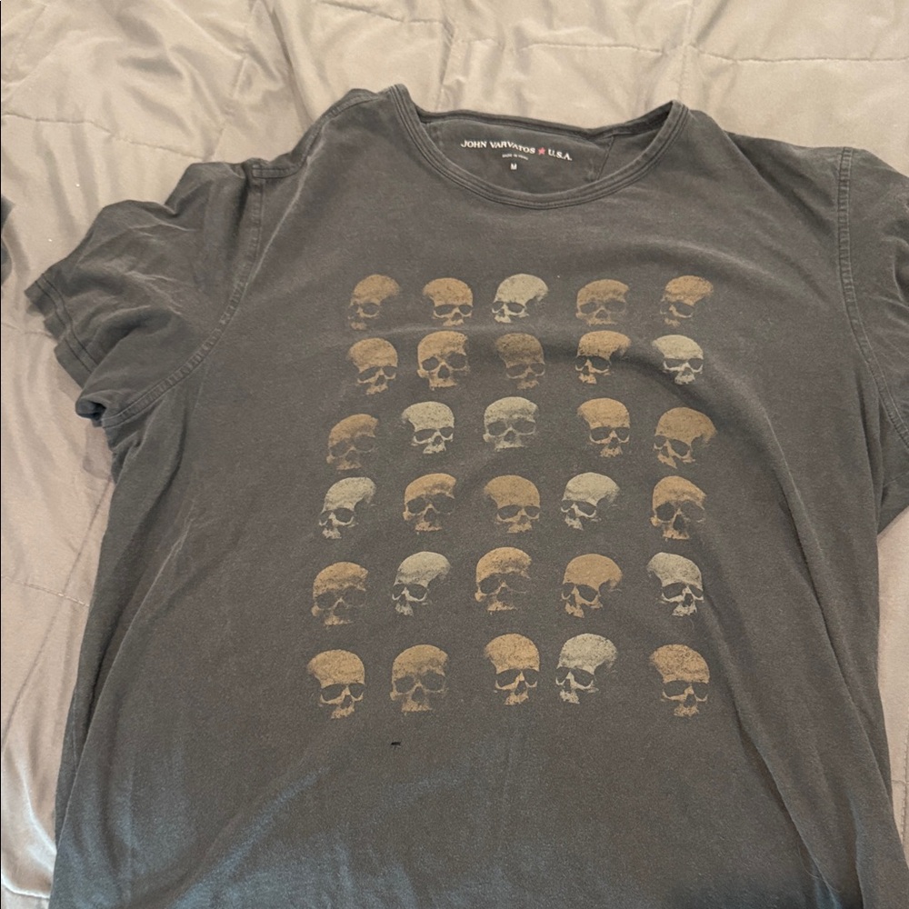 John Varvatos Gray Skull Print Men's Shirt